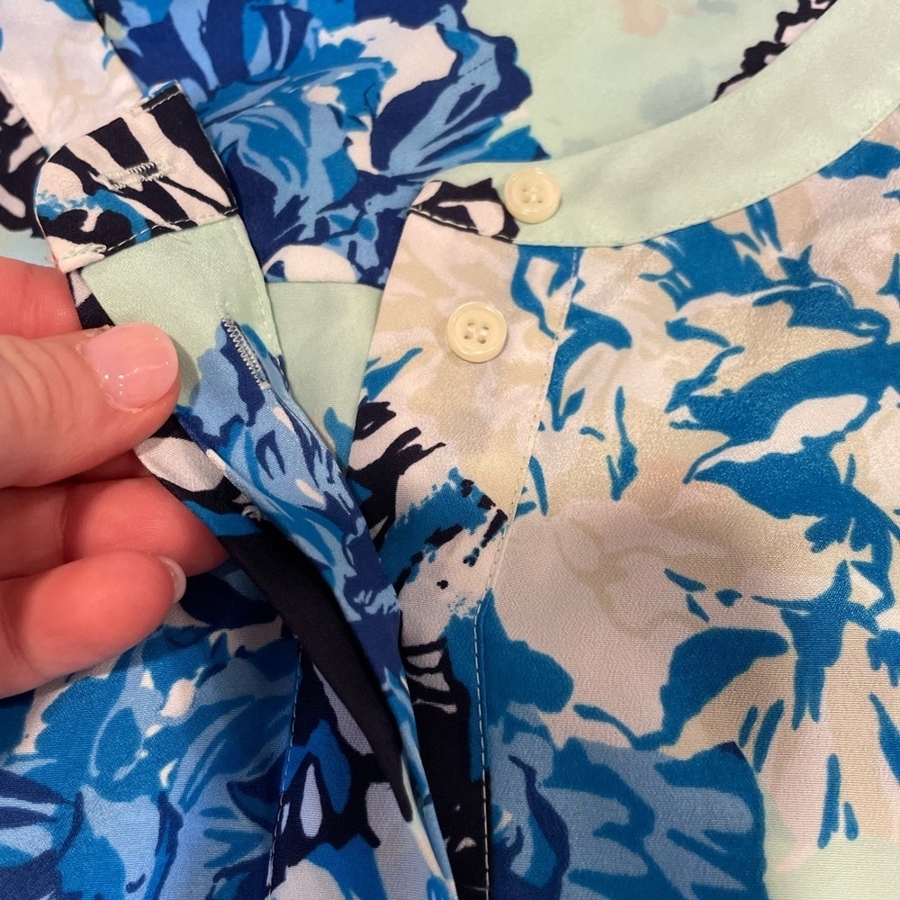 J. Crew Hydrangea Print Polyester Shell - 10 Petite - Picture 3 of 7